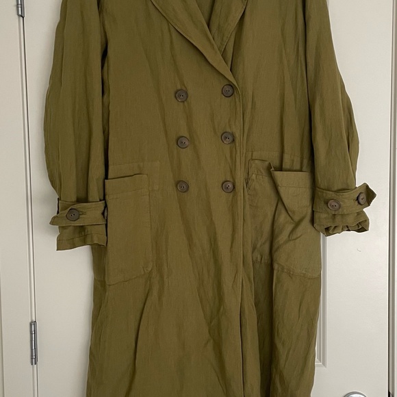 Zara OVERSIZED BUTTONED TRENCH COAT in Oil color size M - Picture 5 of 14